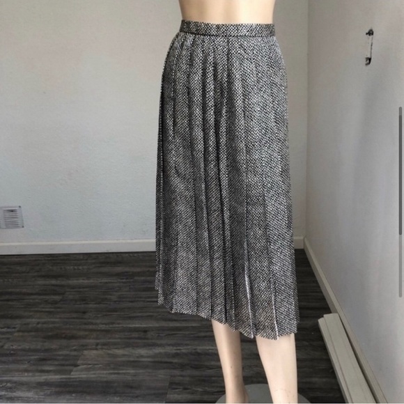 Vintage animal print plated midi skirt cream,black - Picture 4 of 9